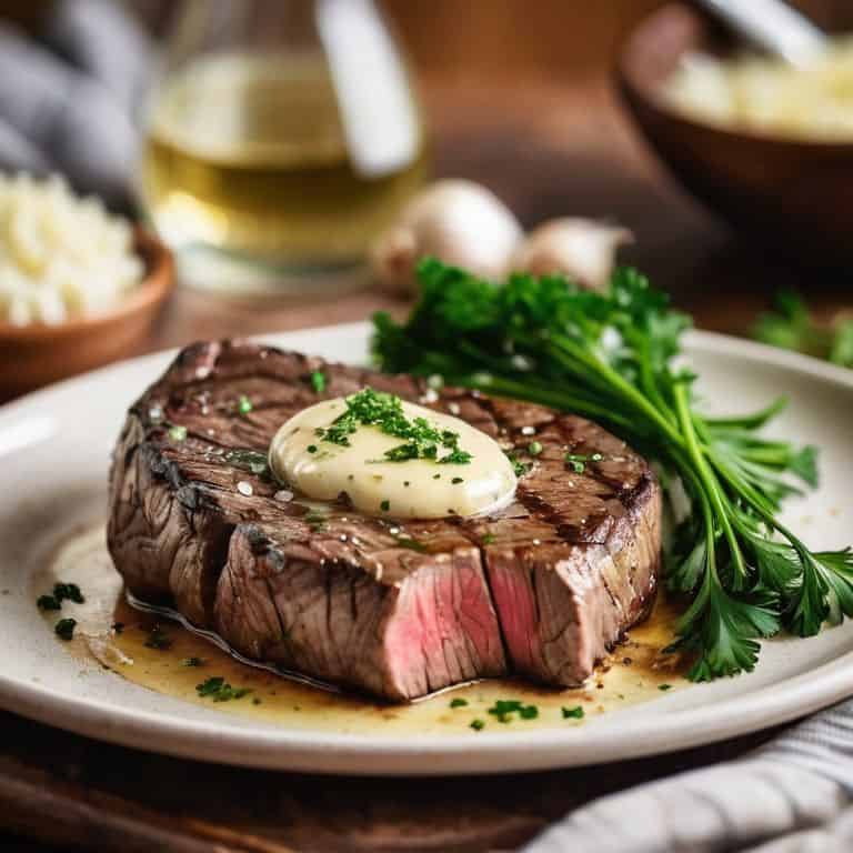 Steak with simple garlic butter sauce
